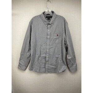 U.S. Polo Assn. Mens Shirt Gray Extra Large XL Stretch Logo Button Up